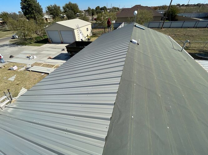 aerial view of a commercial metal roofing system
