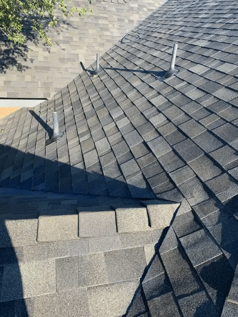 closeup of a shingle roof