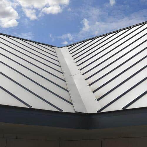 closeup of standing seam metal roofing